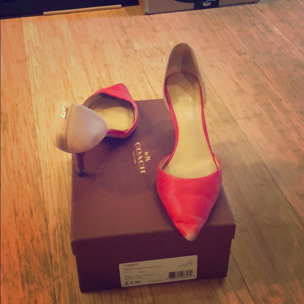 Coach Heels in Coral/Peach Bisque